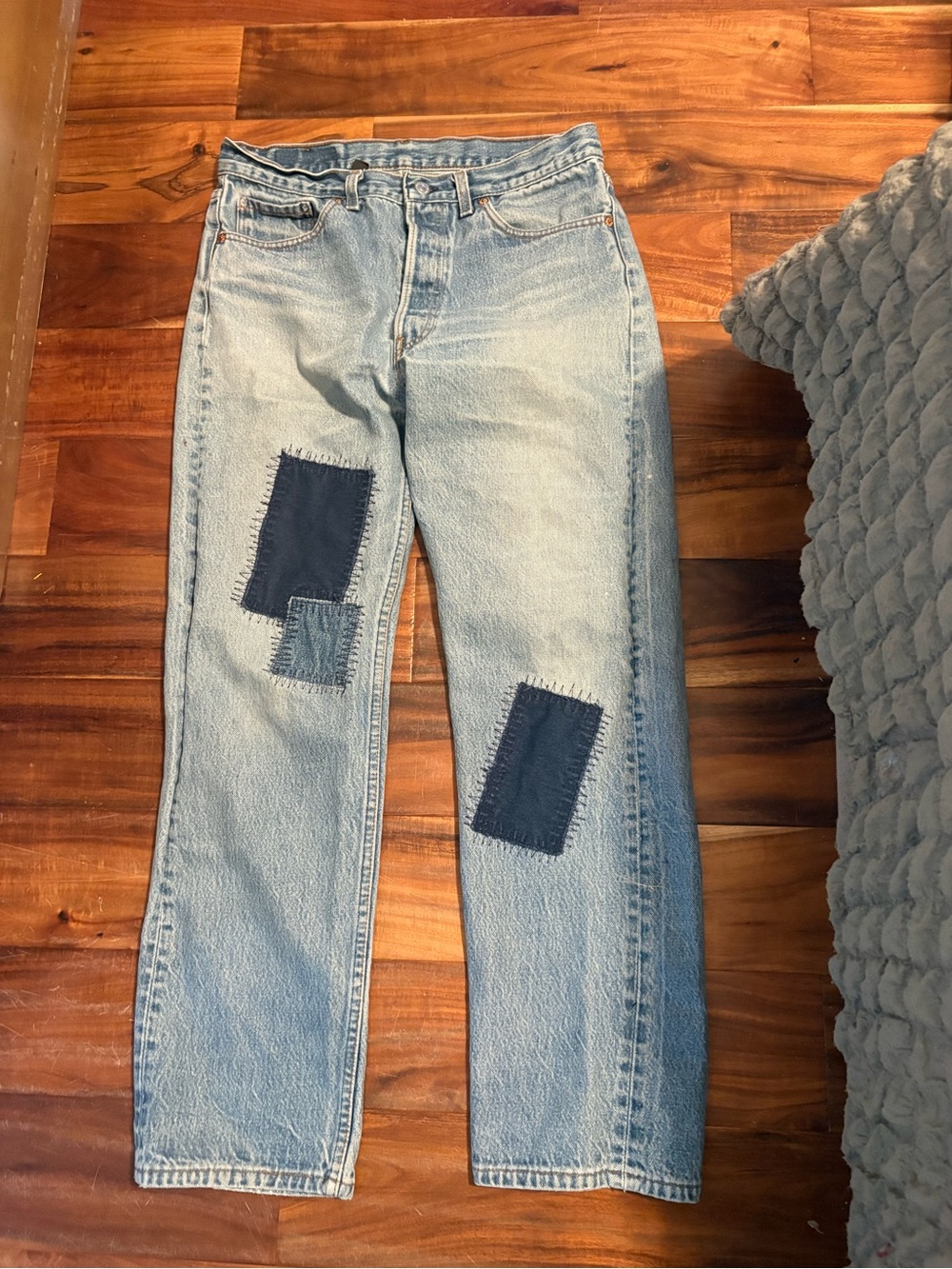 Vintage Levi’s 501XX Jeans 34x32 Light Wash Patchwork Distressed Button Fly (941